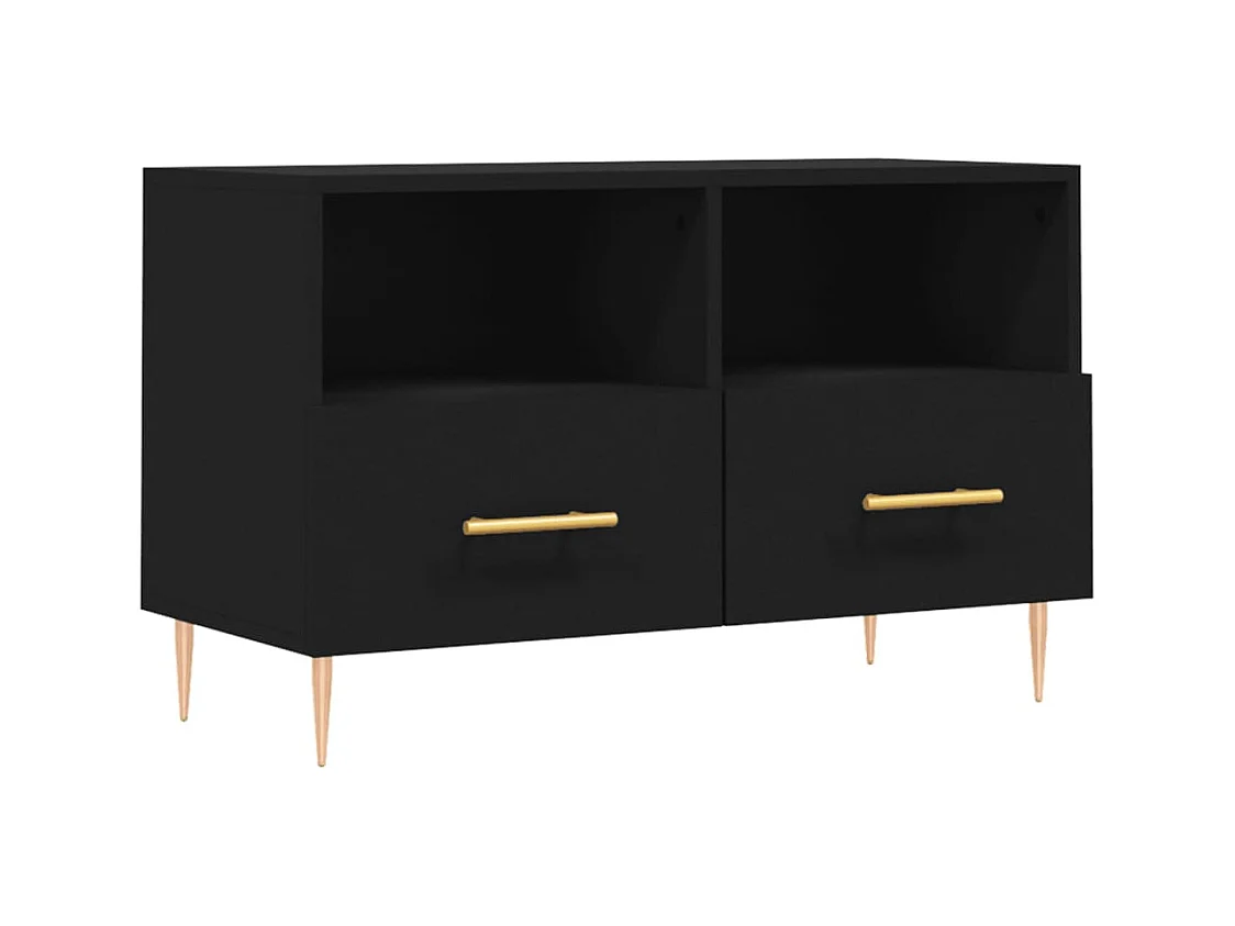 Meuble TV Noir 80x36x50 cm Bois d'ingénierie