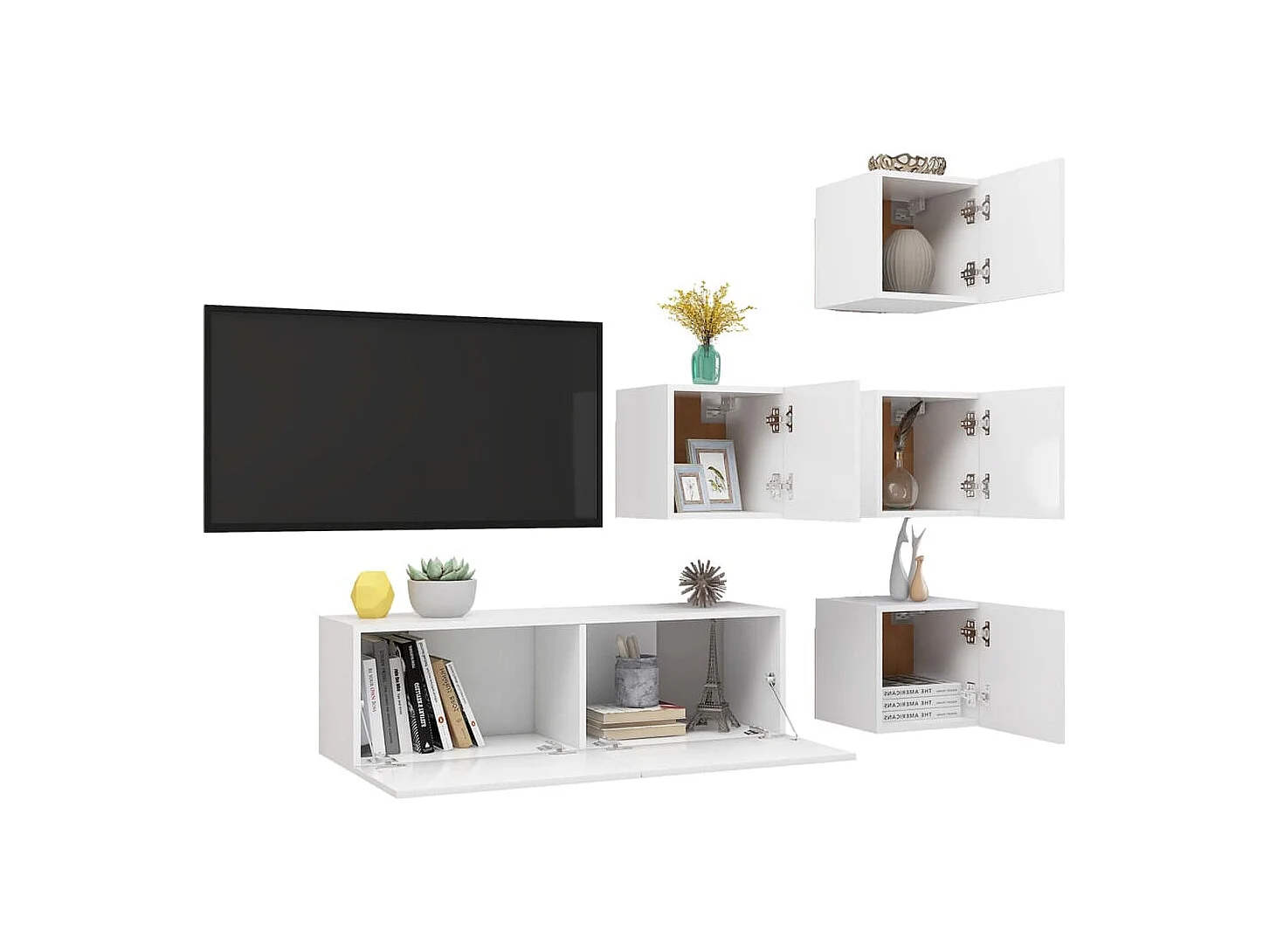 5-delige Tv-meubelset bewerkt hout wit