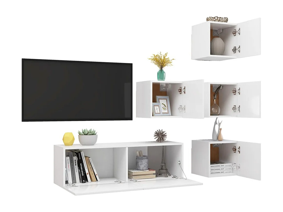 Ensemble de meuble TV 5 pièces Blanc Aggloméré
