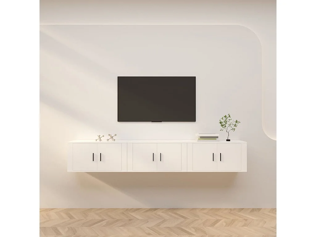 Meubles TV muraux 3 pièces blanc 80x34,5x40 cm