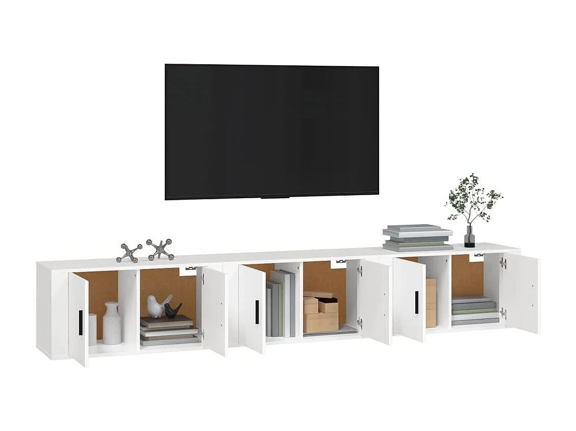 Meubles TV muraux 3 pièces blanc 80x34,5x40 cm