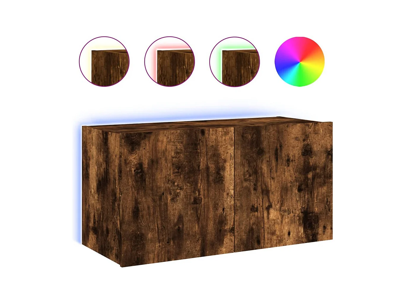 Mueble de TV de pared con luces LED roble ahumado 80x35x41 cm