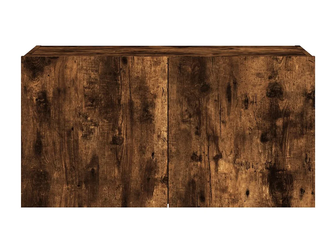 Mueble de TV de pared con luces LED roble ahumado 80x35x41 cm