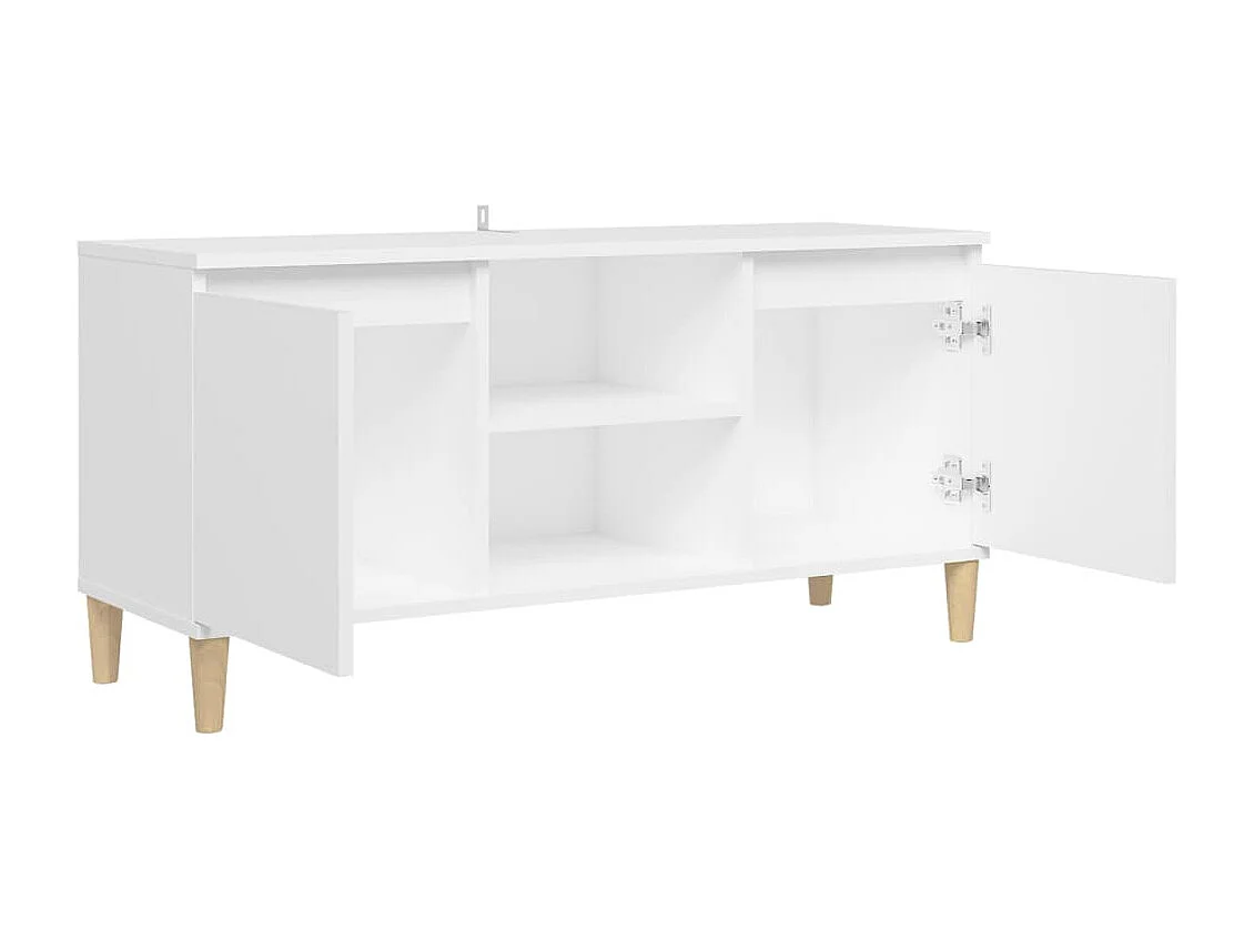 Tv-meubel met massief houten poten 103,5x35x50 cm wit