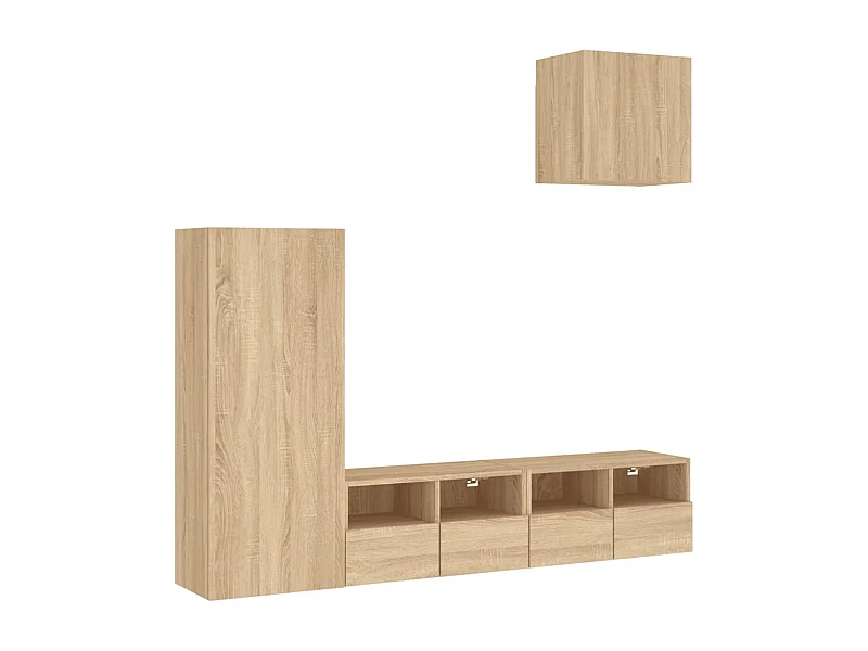 Muebles de TV de pared 4 piezas madera de ingeniería roble Sonoma