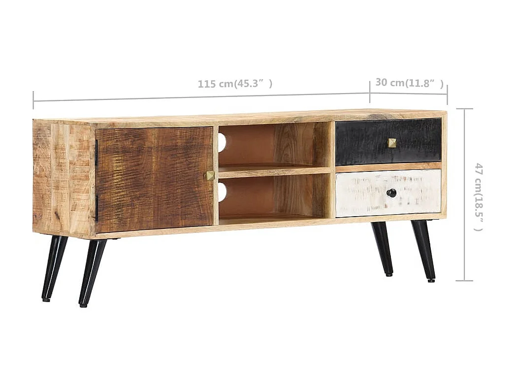 Meuble TV 115 x 30 x 47 cm Bois massif de manguier