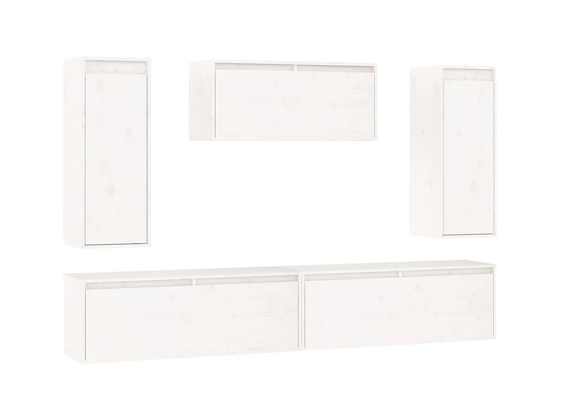 Meubles TV 5 pièces Blanc Bois massif de pin