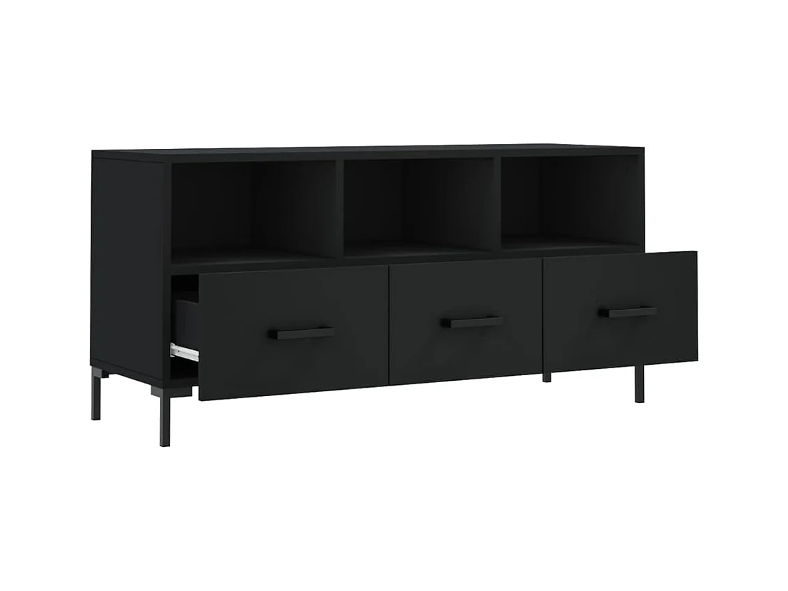 Meuble TV noir 102x36x50 cm bois d'ingénierie