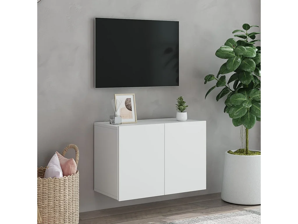 Meuble TV mural blanc 60x30x41 cm