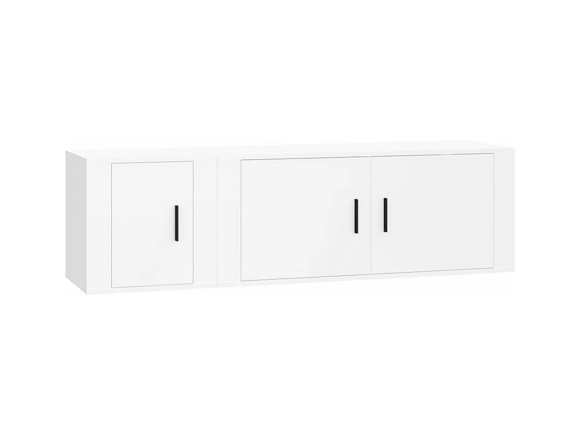 Set de muebles de TV 2 piezas madera contrachapada blanco