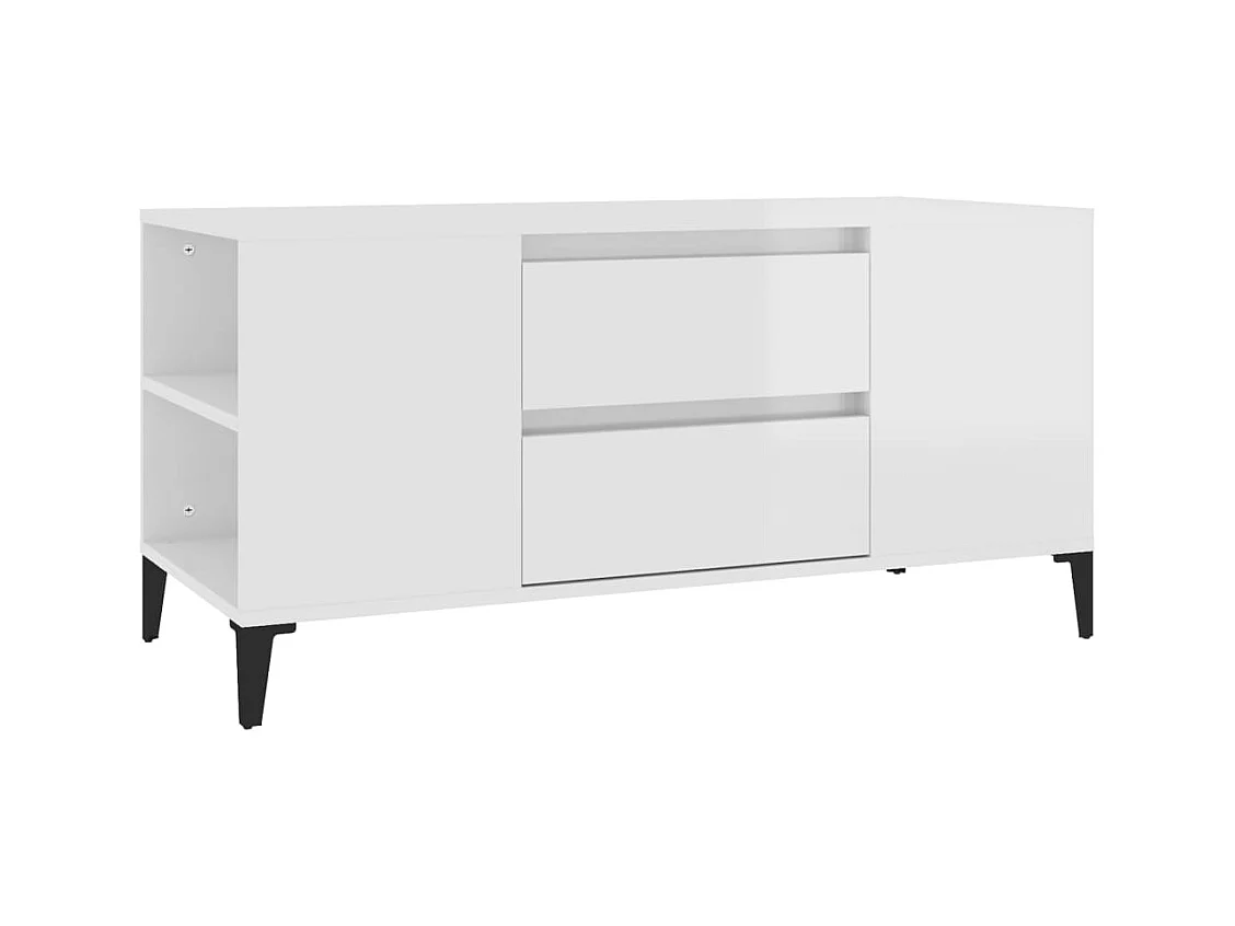 Meuble TV Blanc brillant 102x44,5x50 cm Bois d'ingénierie