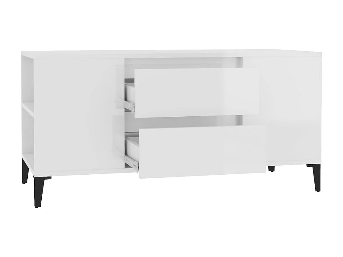 Meuble TV Blanc brillant 102x44,5x50 cm Bois d'ingénierie