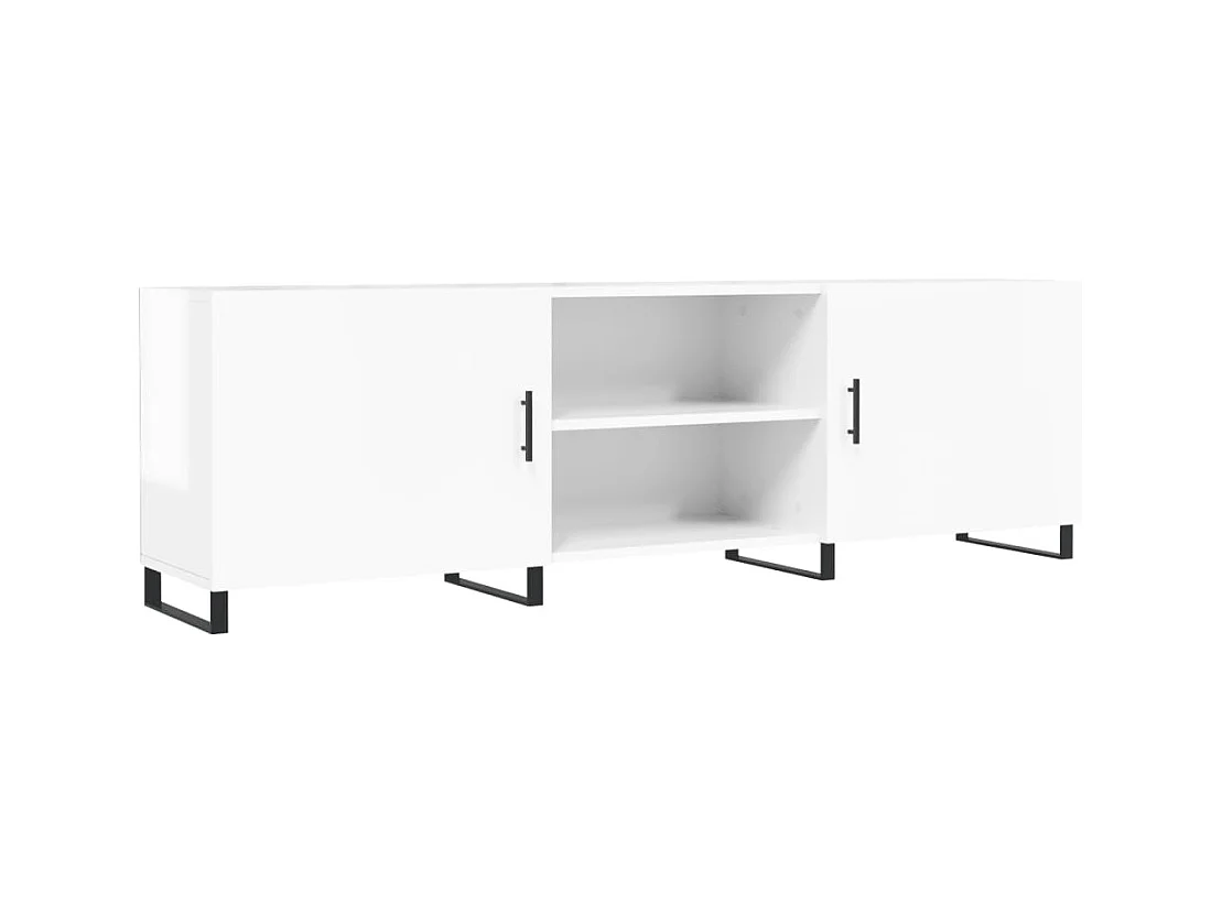 Meuble TV blanc brillant 150x30x50 cm bois d'ingénierie