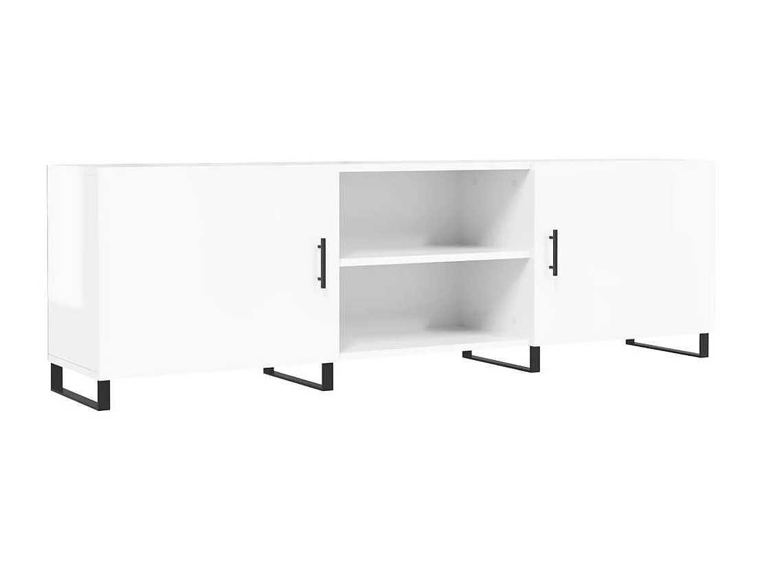 Meuble TV blanc brillant 150x30x50 cm bois d'ingénierie