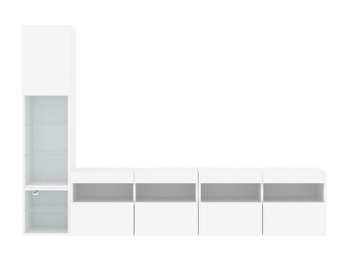 4peças móveis de parede p/ TV c/ LEDs derivados de madeira branco