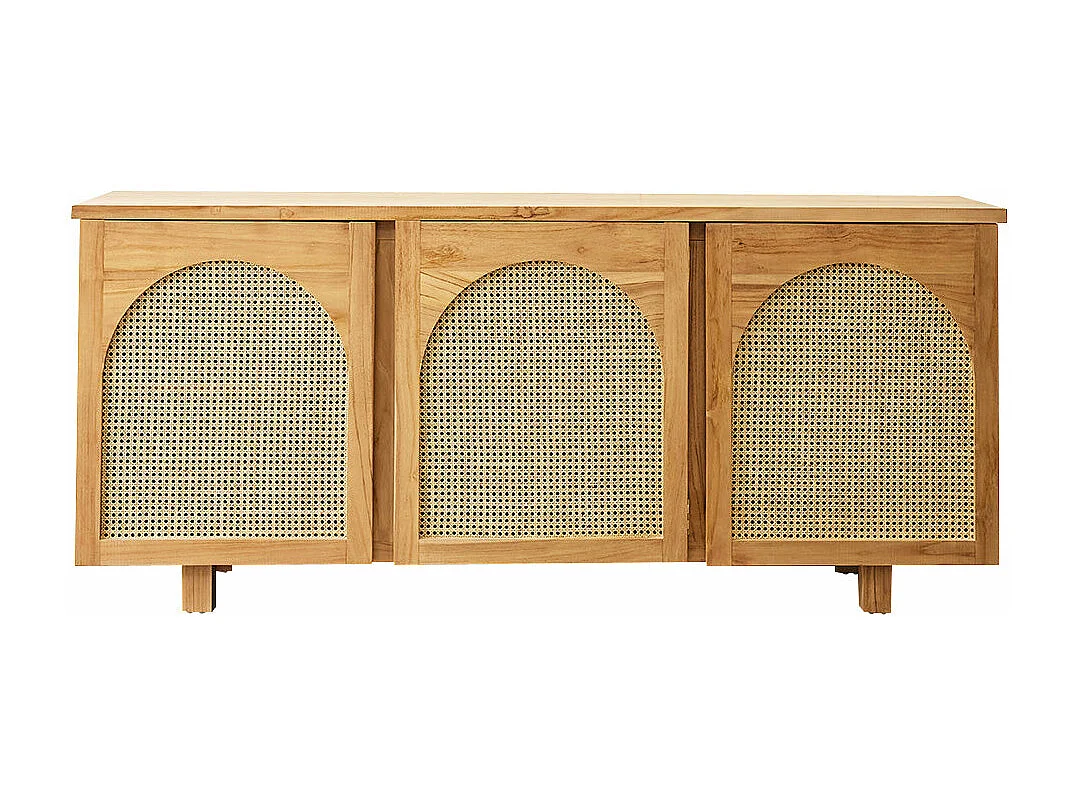 Buffet in teak massello e vimini 180 cm