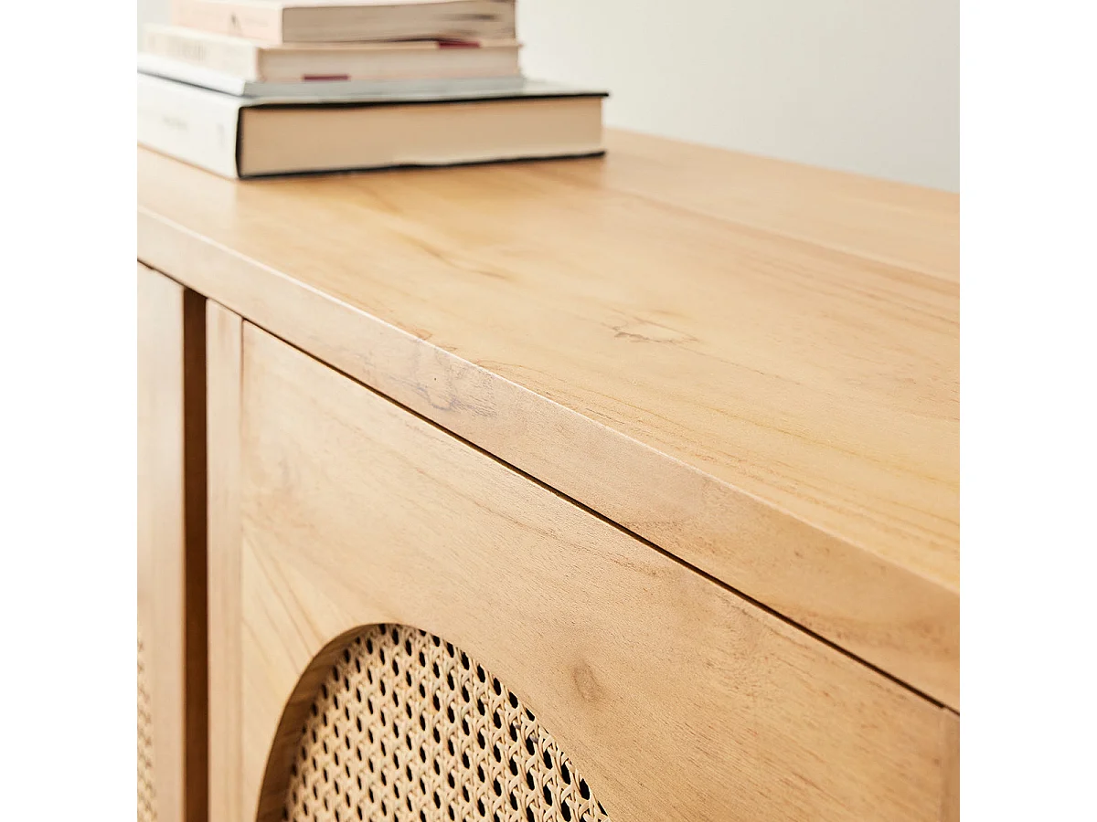 Buffet in teak massello e vimini 180 cm