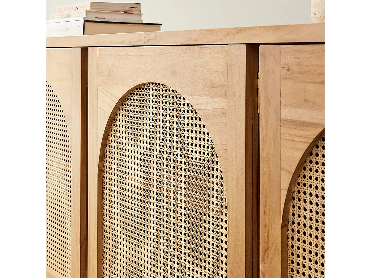 Credenza in teak massello e cannage 180 cm