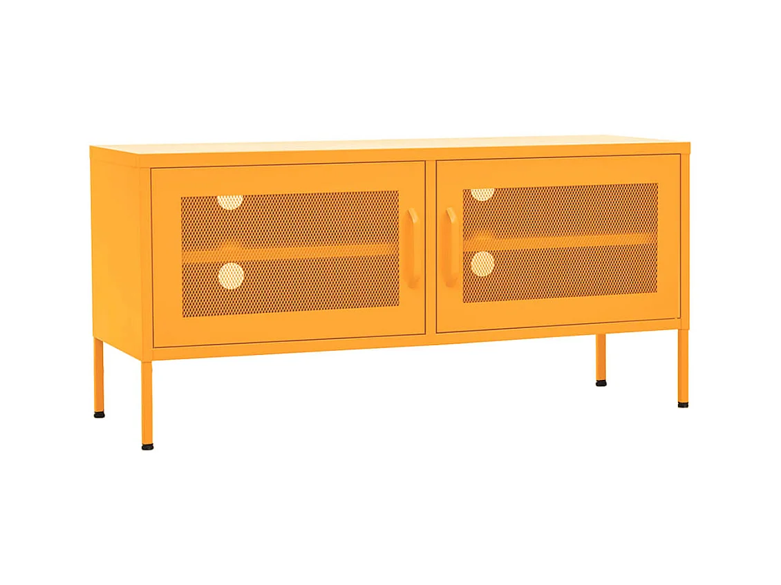 Meuble TV Jaune moutarde 105x35x50 cm Acier