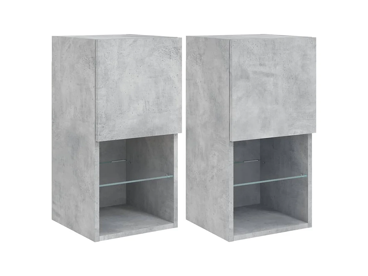 Tv-meubelen 2 st met LED-verlichting 30,5x30x60 cm betongrijs