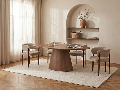 Eettafel 6 plaatsen met notenfineer - Donker naturel - ANTELADA