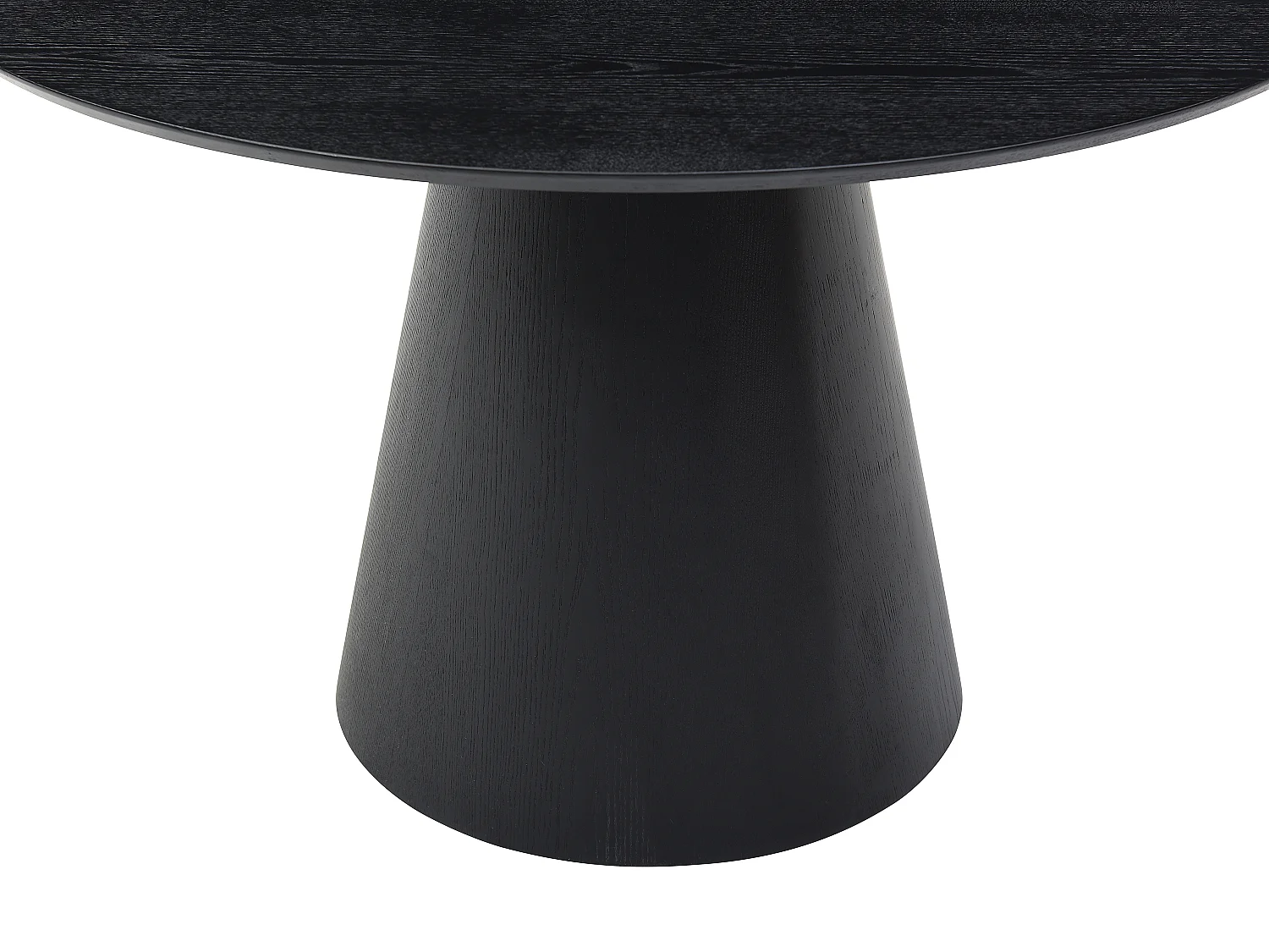 Table à manger ronde 4 personnes placage frêne - Noir - ANTALIZA