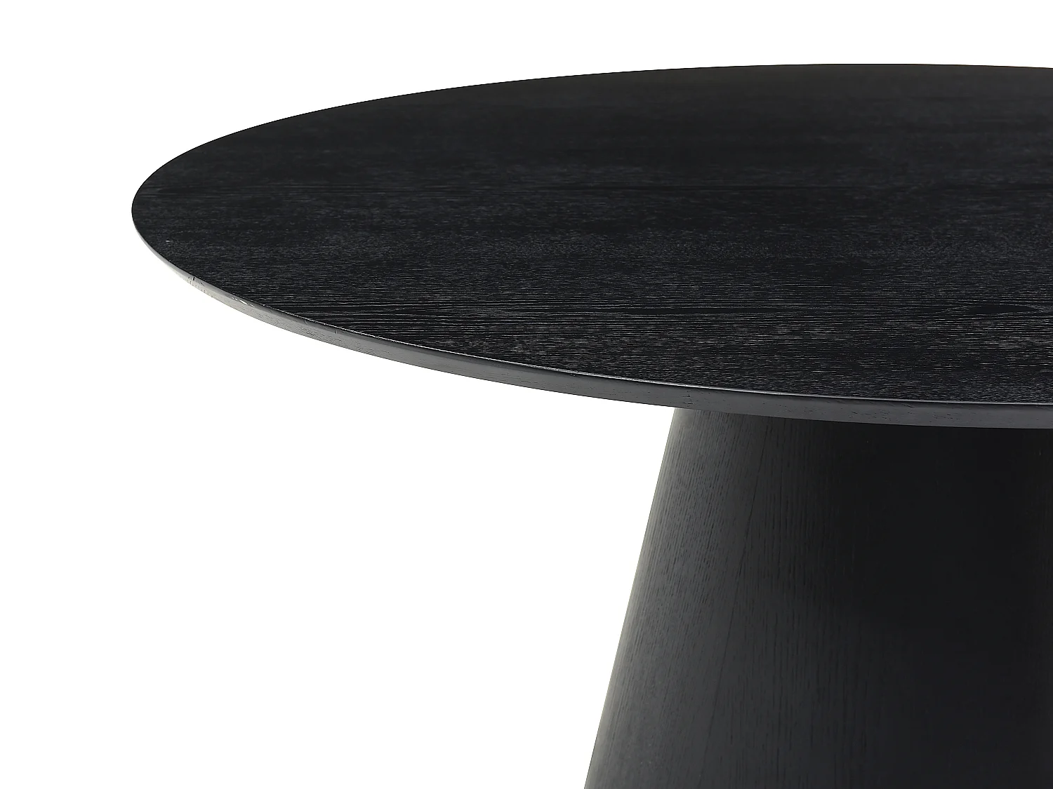 Table à manger ronde 4 personnes placage frêne - Noir - ANTALIZA