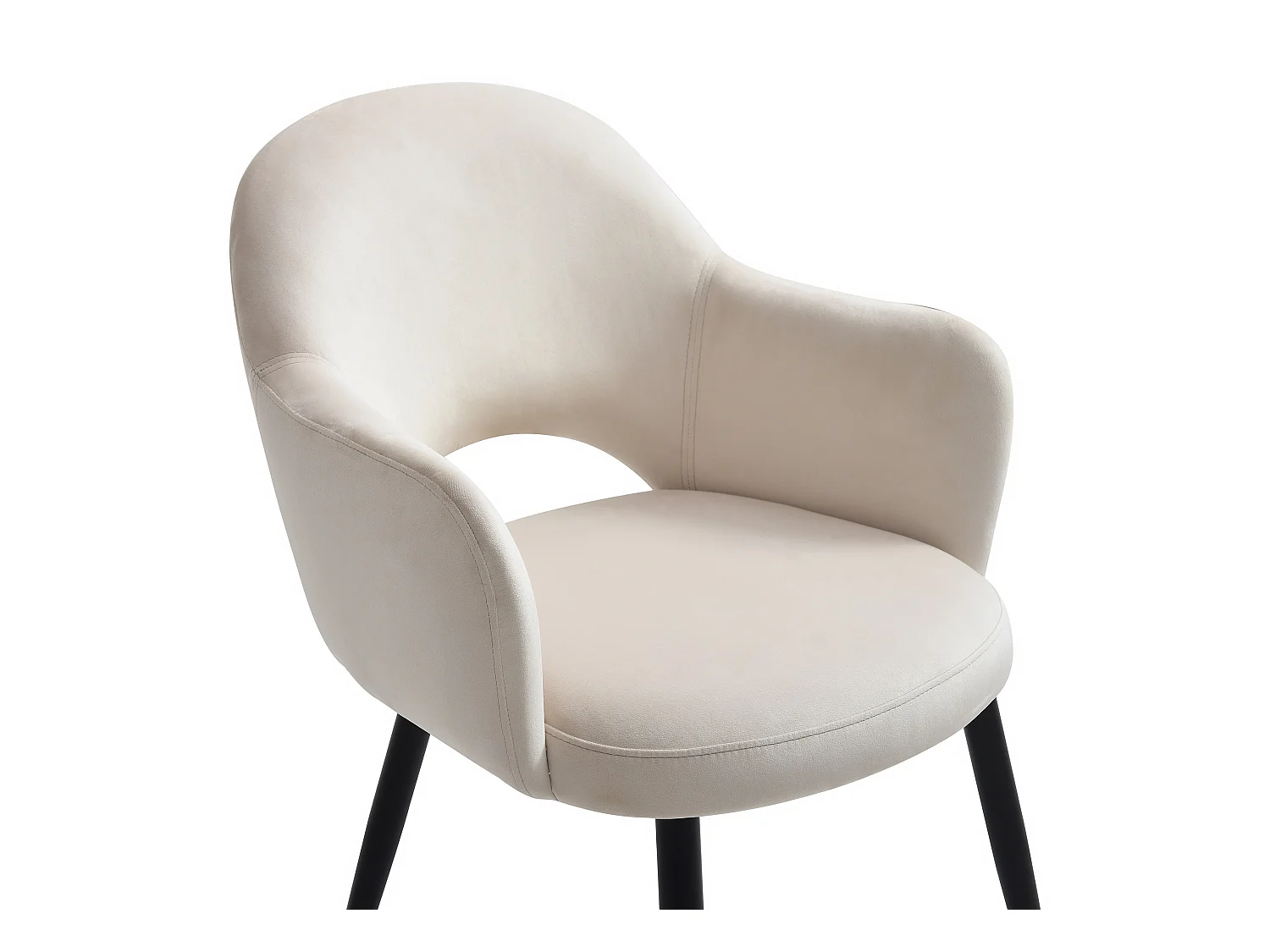 Sæt med 2 stole med armlæn i fløjl og sort metal - Beige - ALSEY fra Maison Céphy