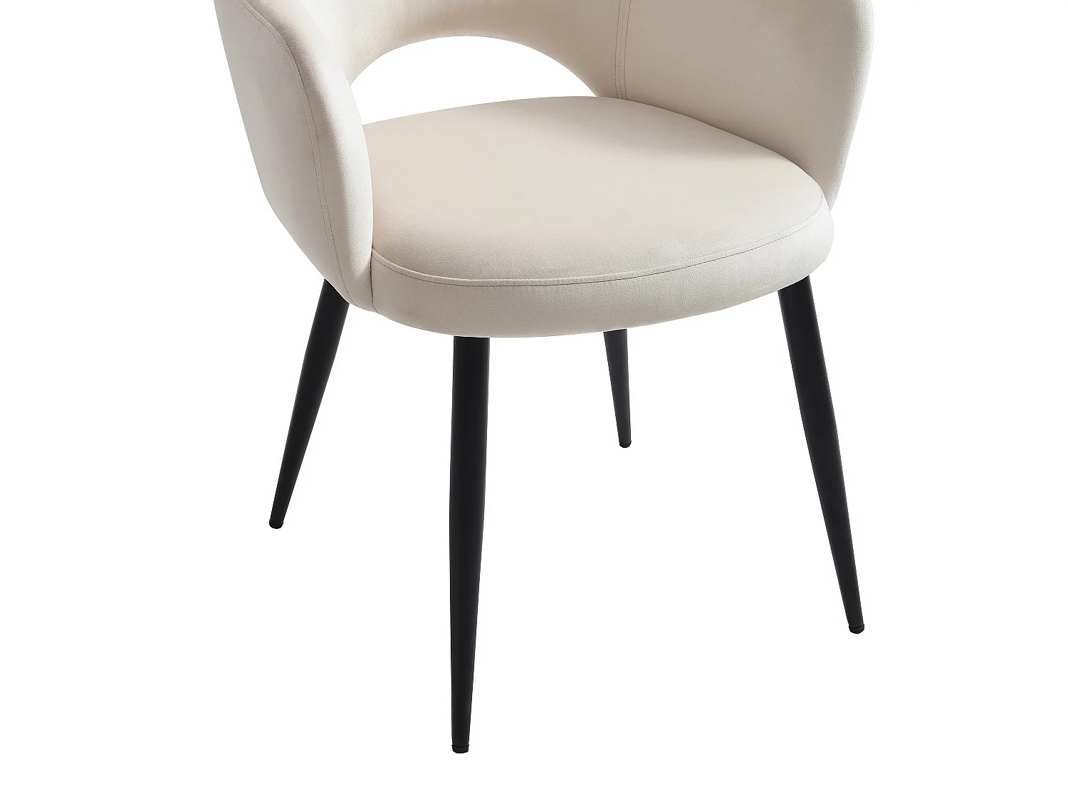 Lot de 2 chaises avec accoudoirs en velours et métal noir - Beige - ALSEY de Maison Céphy