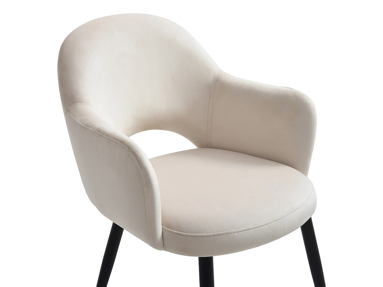 Lot de 2 chaises avec accoudoirs en velours et métal noir - Beige - ALSEY de Maison Céphy