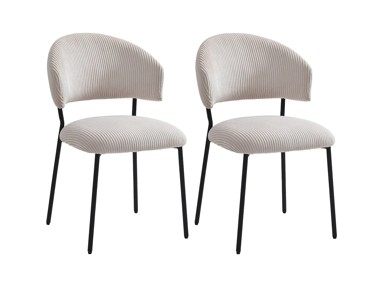 Conjunto de 2 sillas de pana y metal negro - Beige - ALAYIS