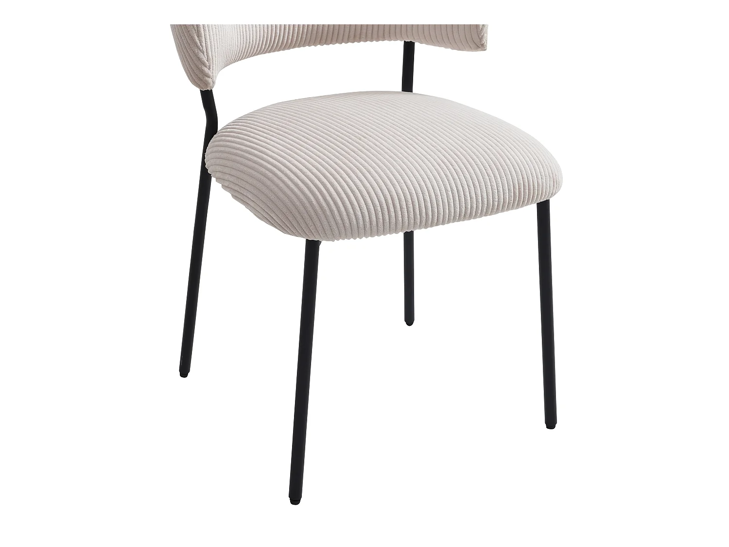 Conjunto de 2 sillas de pana y metal negro - Beige - ALAYIS