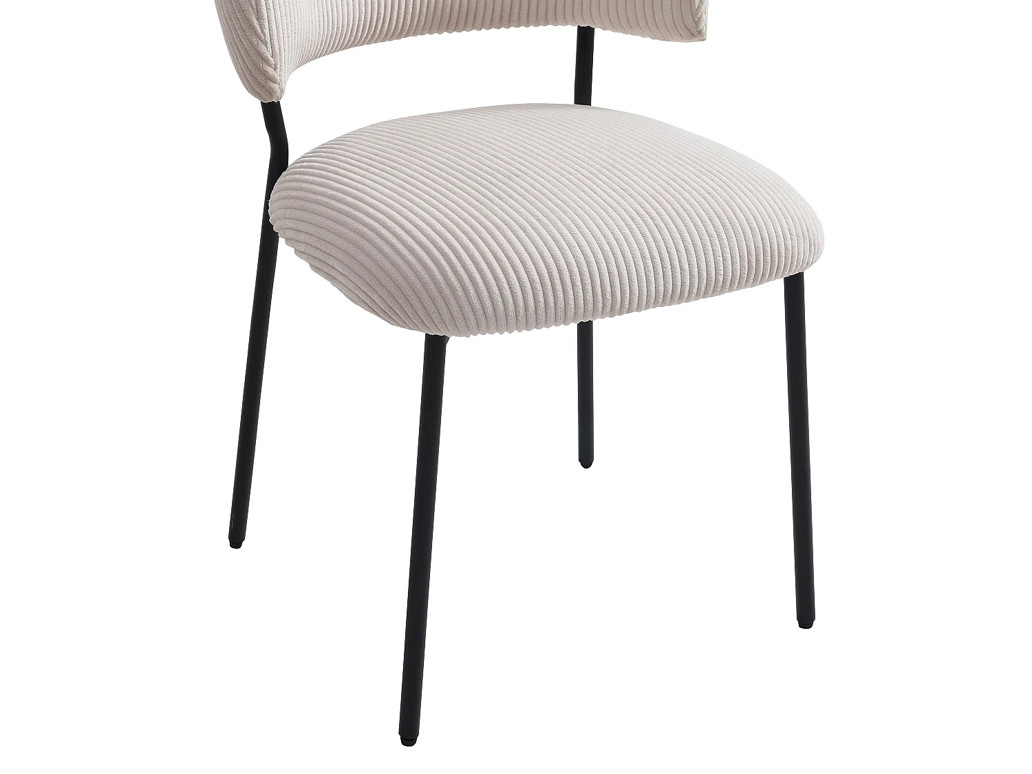 Lot de 2 chaises en velours côtelé et métal noir - Beige - ALAYIS