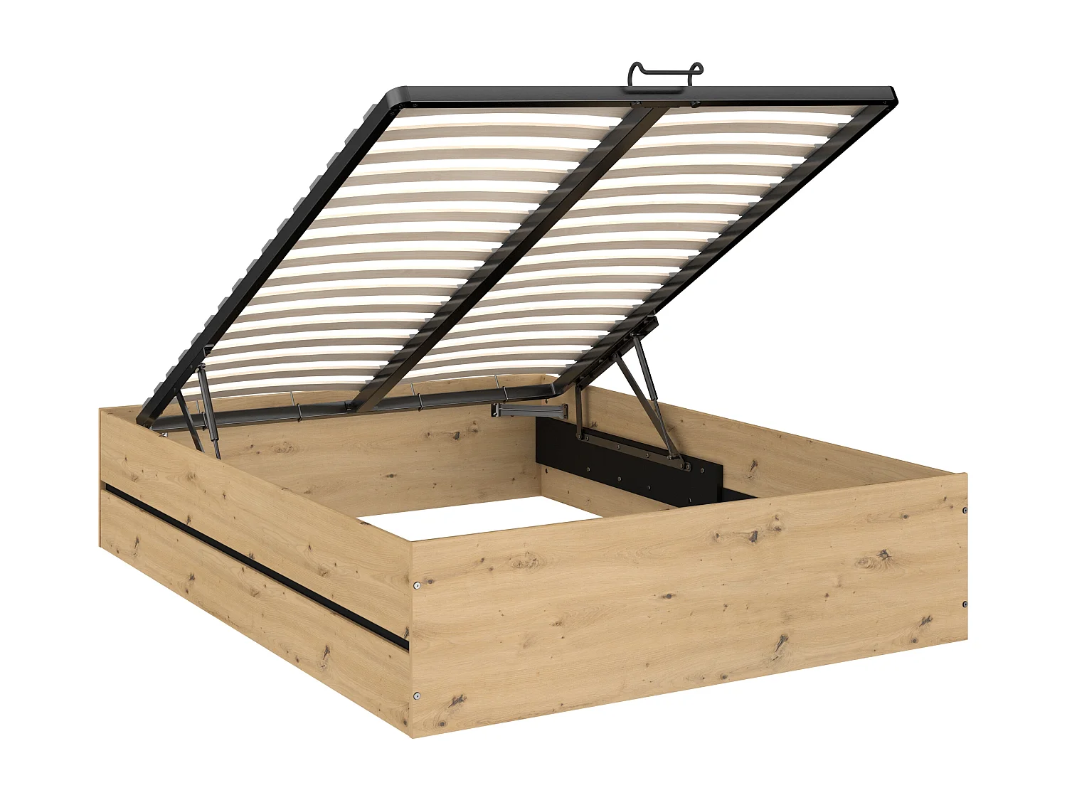 Lit coffre 140 x 190 cm - Coloris : Naturel et noir - LUDARO