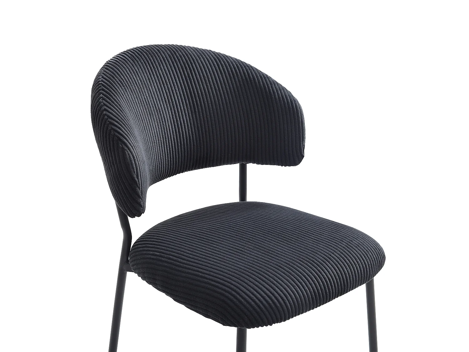 Conjunto de 2 sillas de pana y metal - Negro - ALAYIS