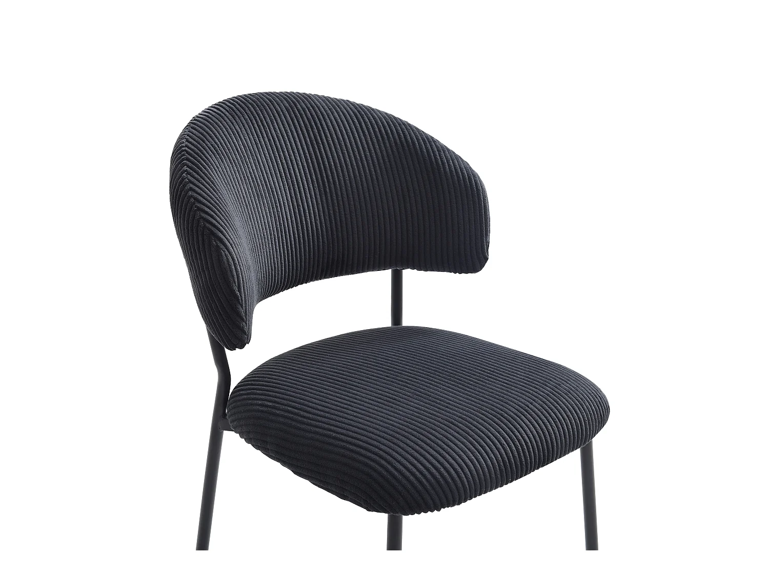 Stuhl 2er-Set - Cord & Metall - Schwarz - ALAYIS