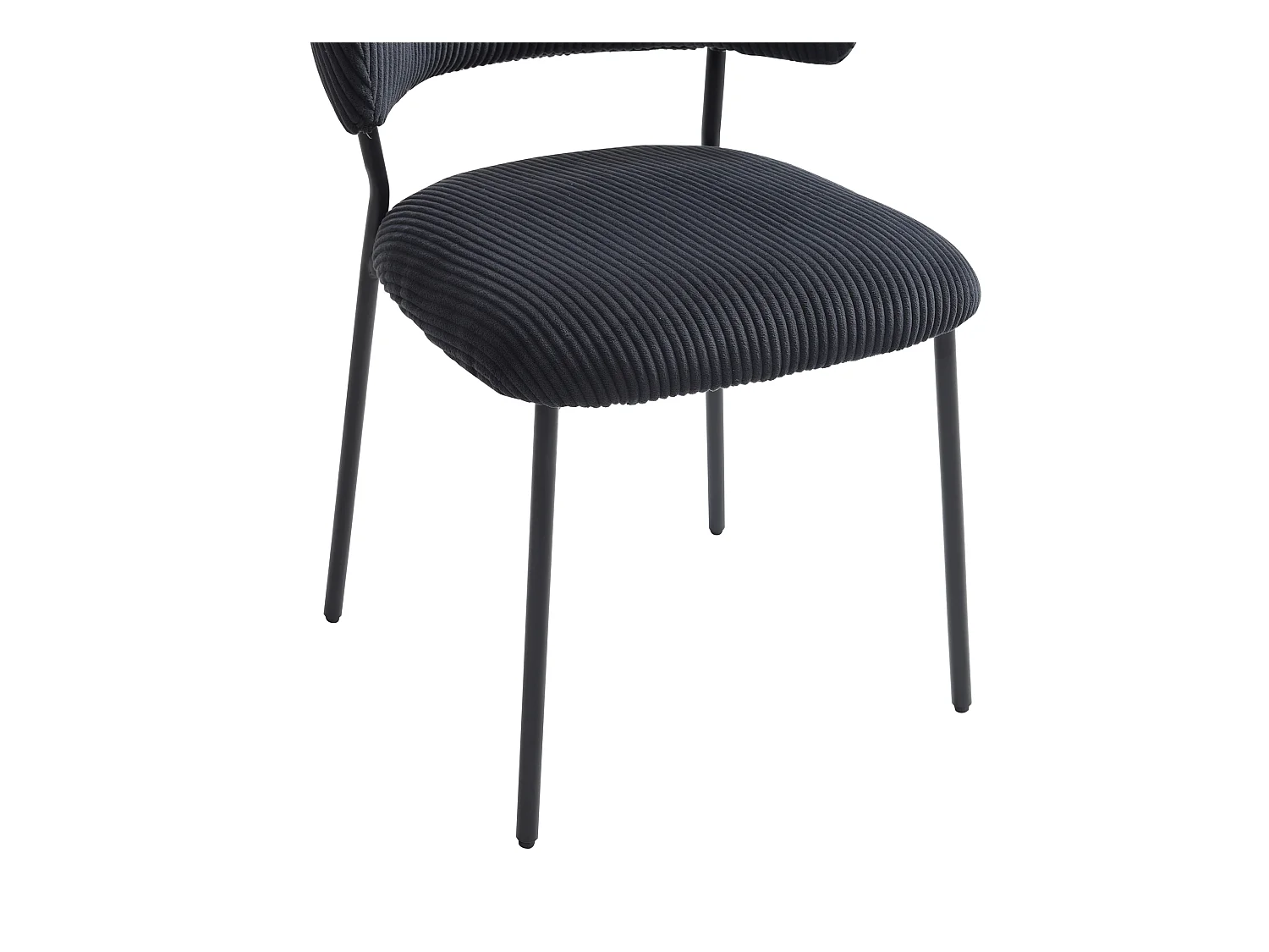 Stuhl 2er-Set - Cord & Metall - Schwarz - ALAYIS