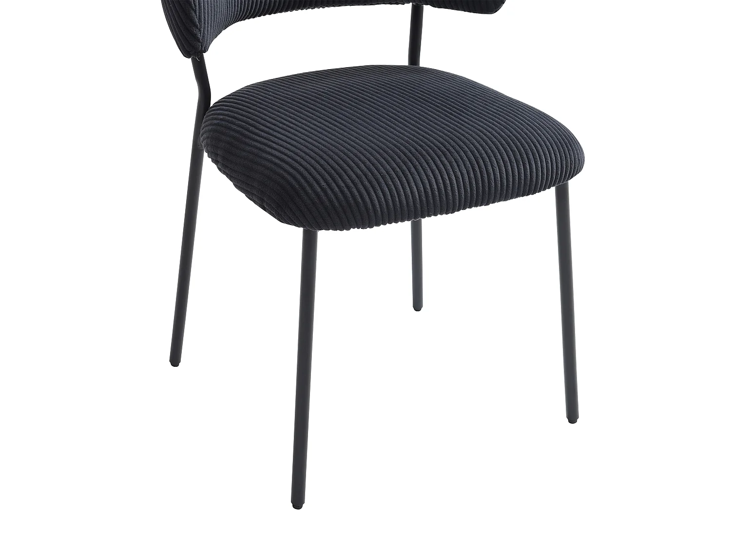 Lot de 2 chaises en velours côtelé et métal - Noir - ALAYIS