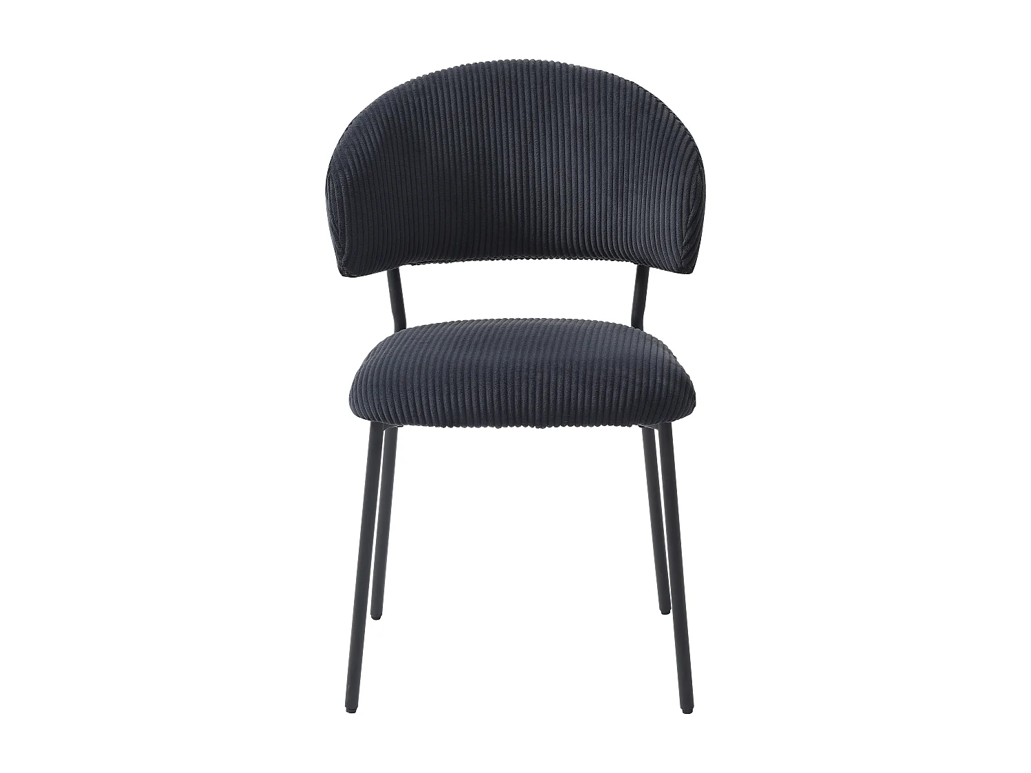 Lot de 2 chaises en velours côtelé et métal - Noir - ALAYIS