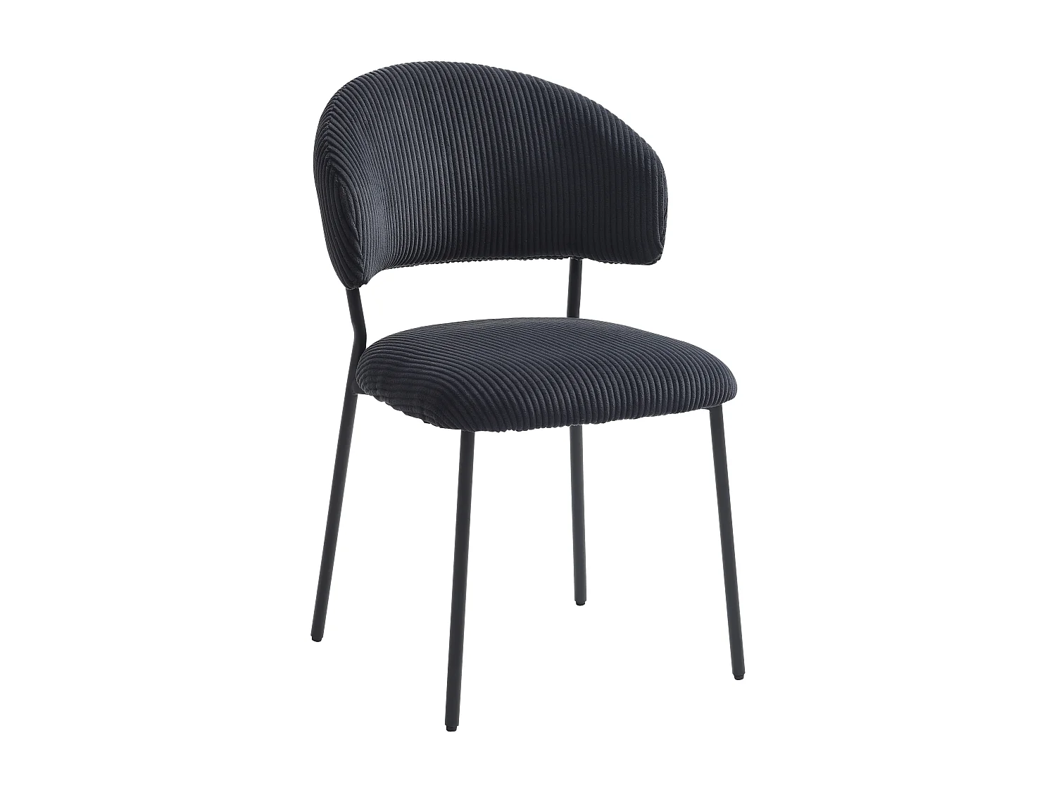 Lot de 2 chaises en velours côtelé et métal - Noir - ALAYIS