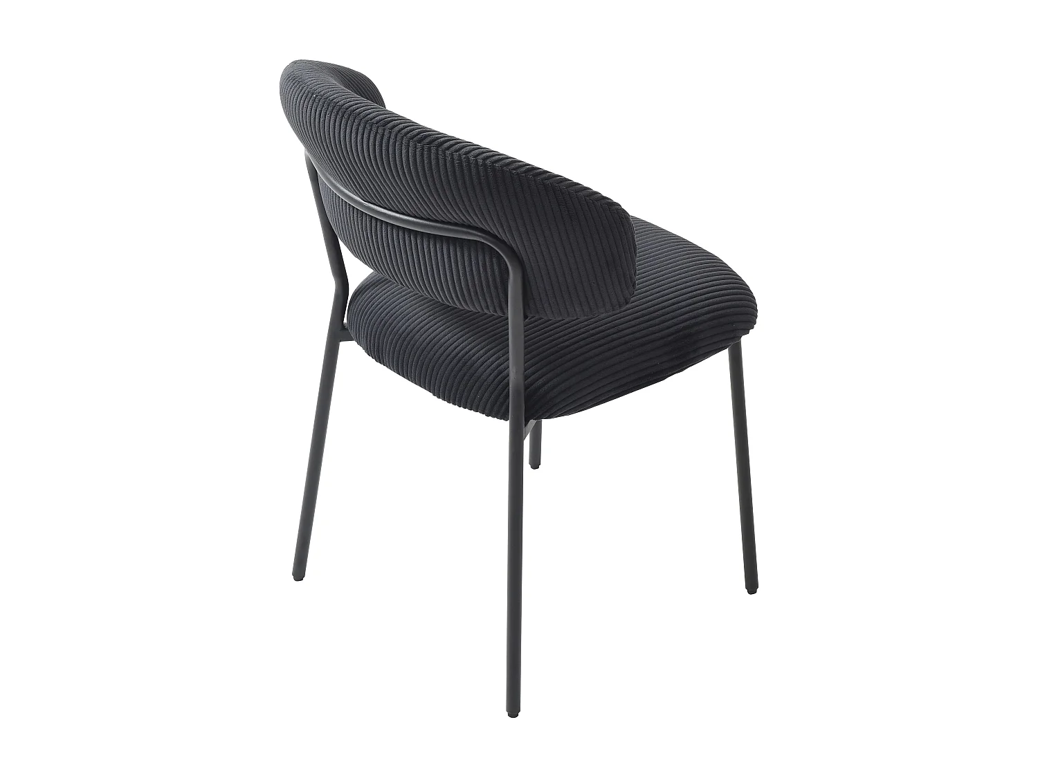 Lot de 2 chaises en velours côtelé et métal - Noir - ALAYIS