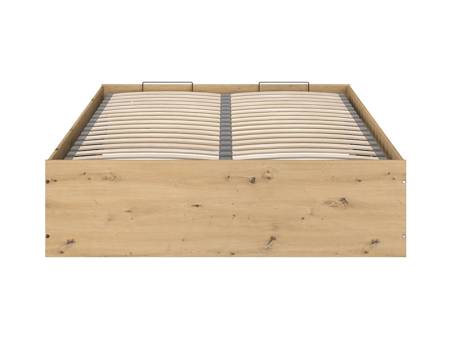 Lit coffre 140 x 190 cm - Coloris : Naturel et noir + Matelas - LUDARO