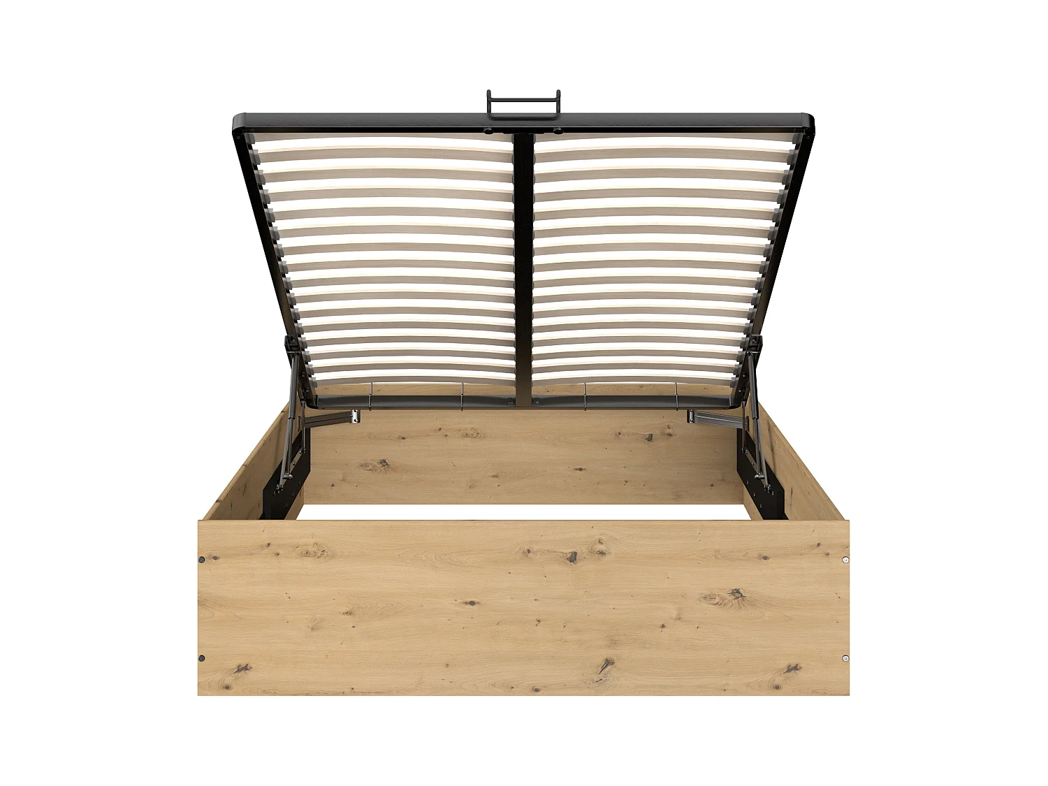 Lit coffre 140 x 190 cm - Coloris : Naturel et noir + Matelas - LUDARO