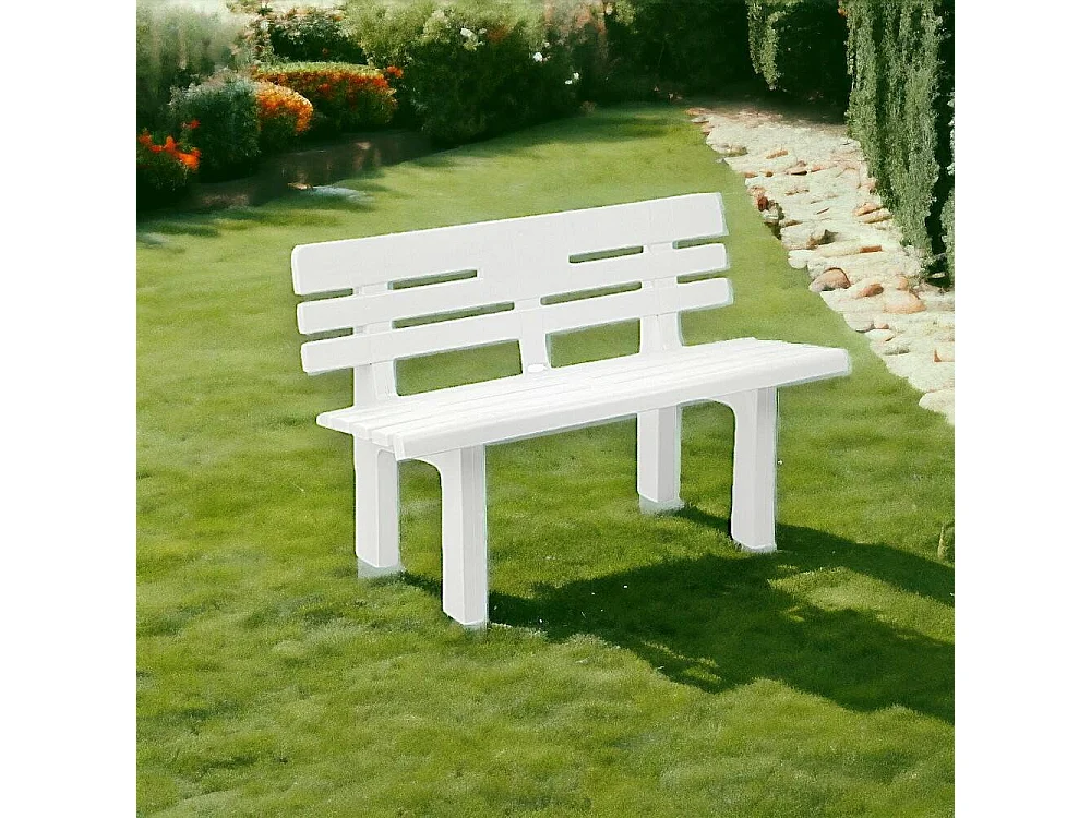 Banc d'extérieur Daltobel, Banc de jardin Monobloc, Banc d'extérieur, 100% Made in Italy, 110x52h71 cm, Blanc