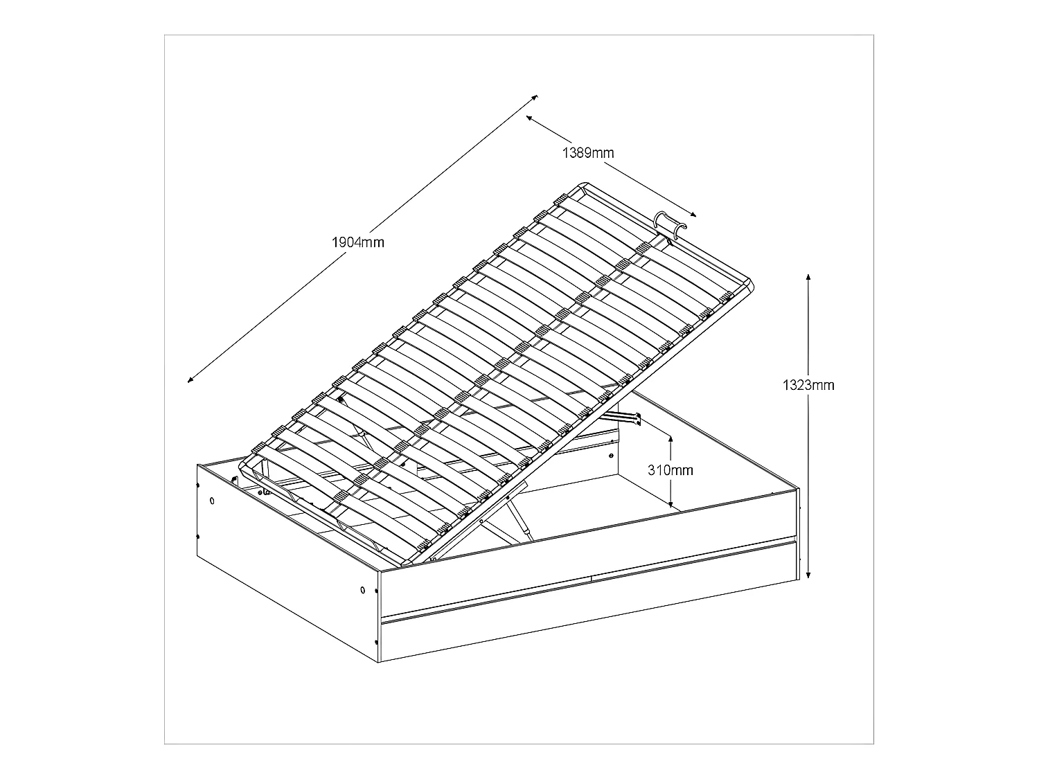 Lit coffre 140 x 190 cm avec chevets - Coloris : Naturel et noir + Matelas - LUDARO
