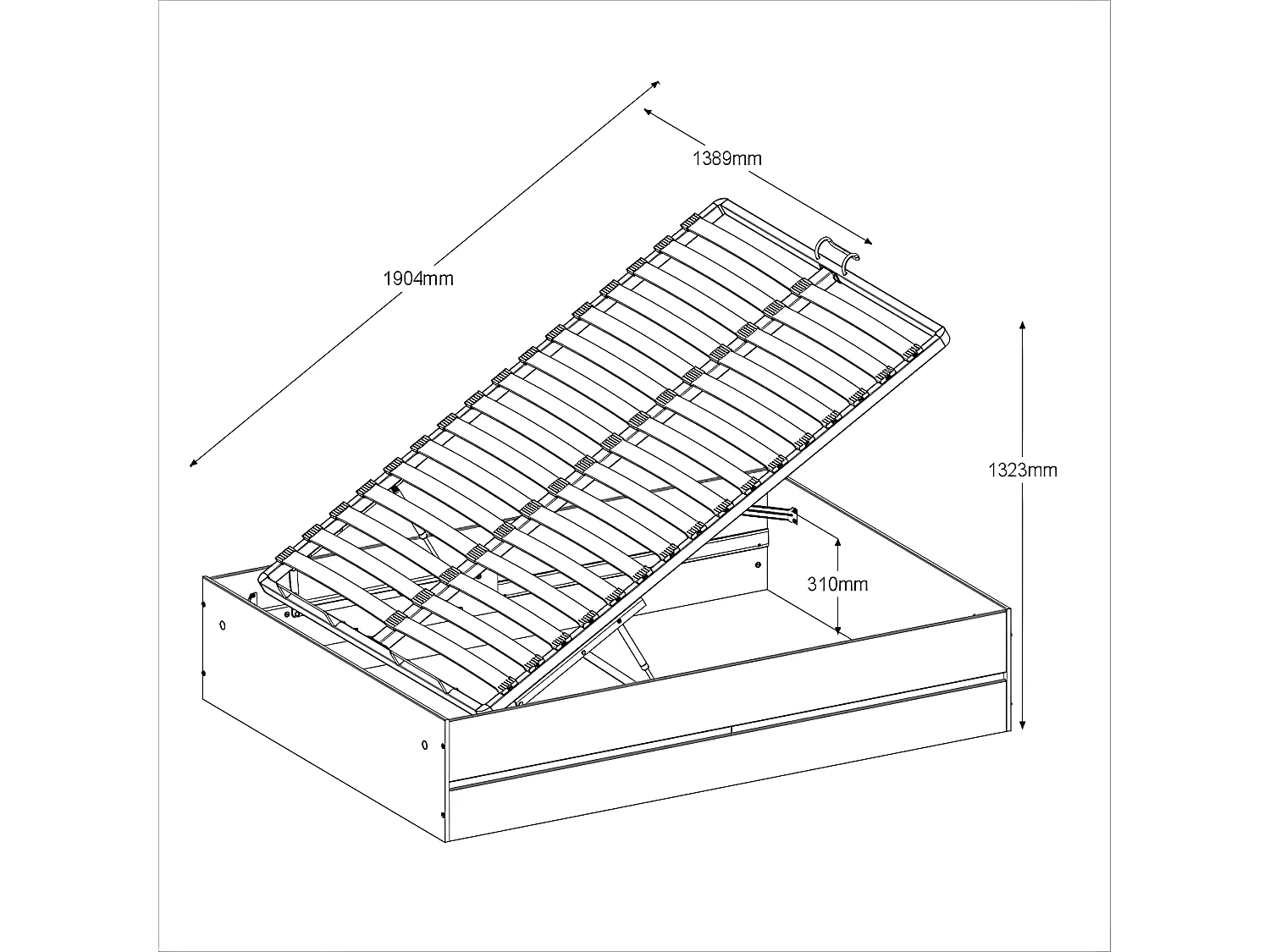 Lit coffre 140 x 190 cm avec chevets - Coloris : Naturel et noir + Matelas - LUDARO
