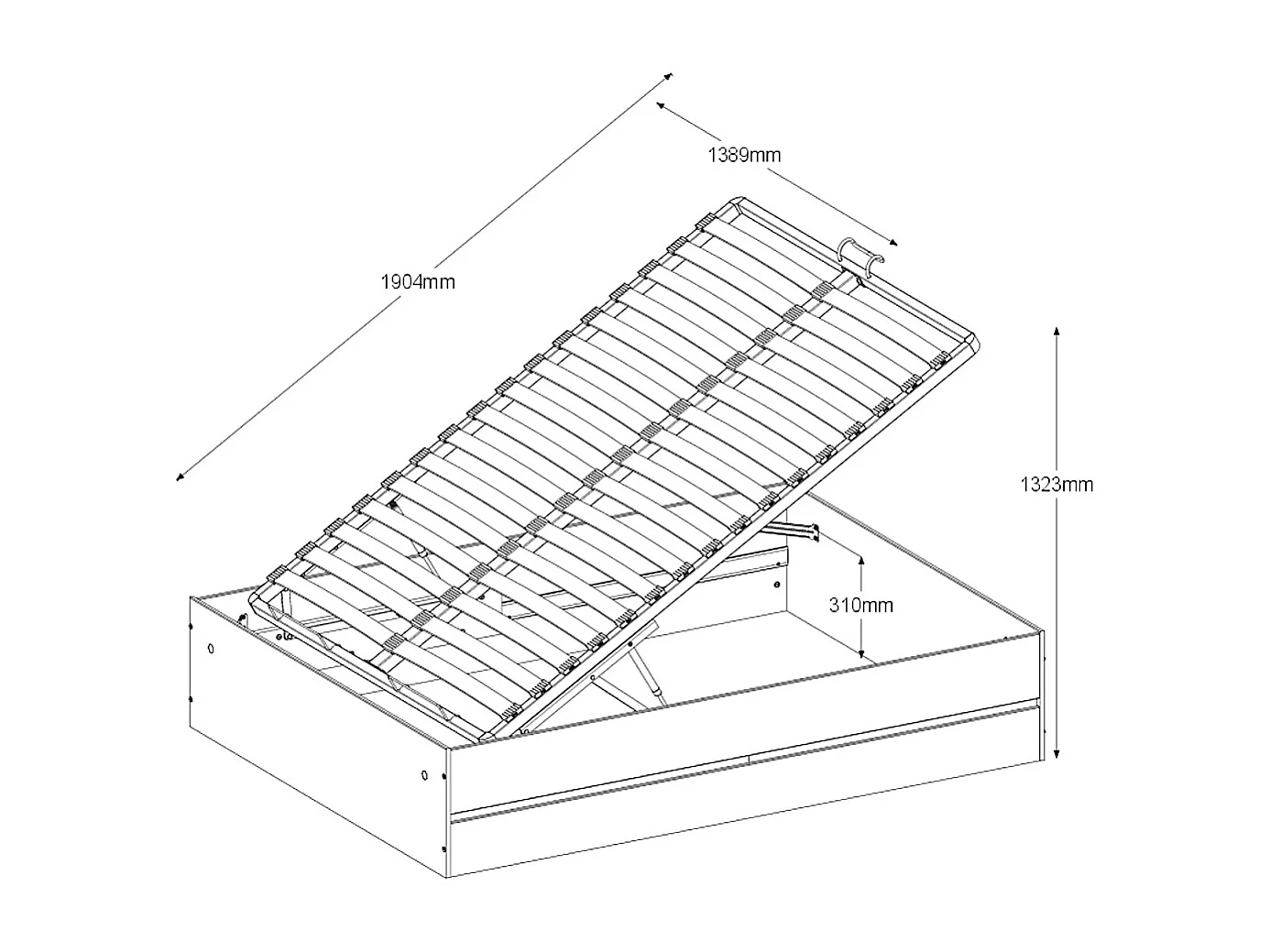 Lit coffre 140 x 190 cm avec chevets - Coloris : Naturel et noir + Matelas - LUDARO