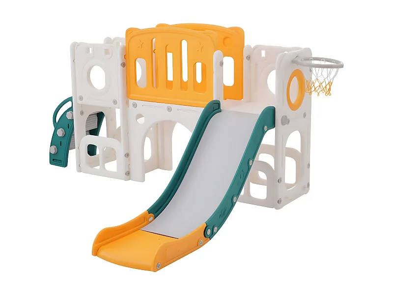 6-in-1 Bärenrutsche für Kinder mit Rutsche und zwei Plattformen