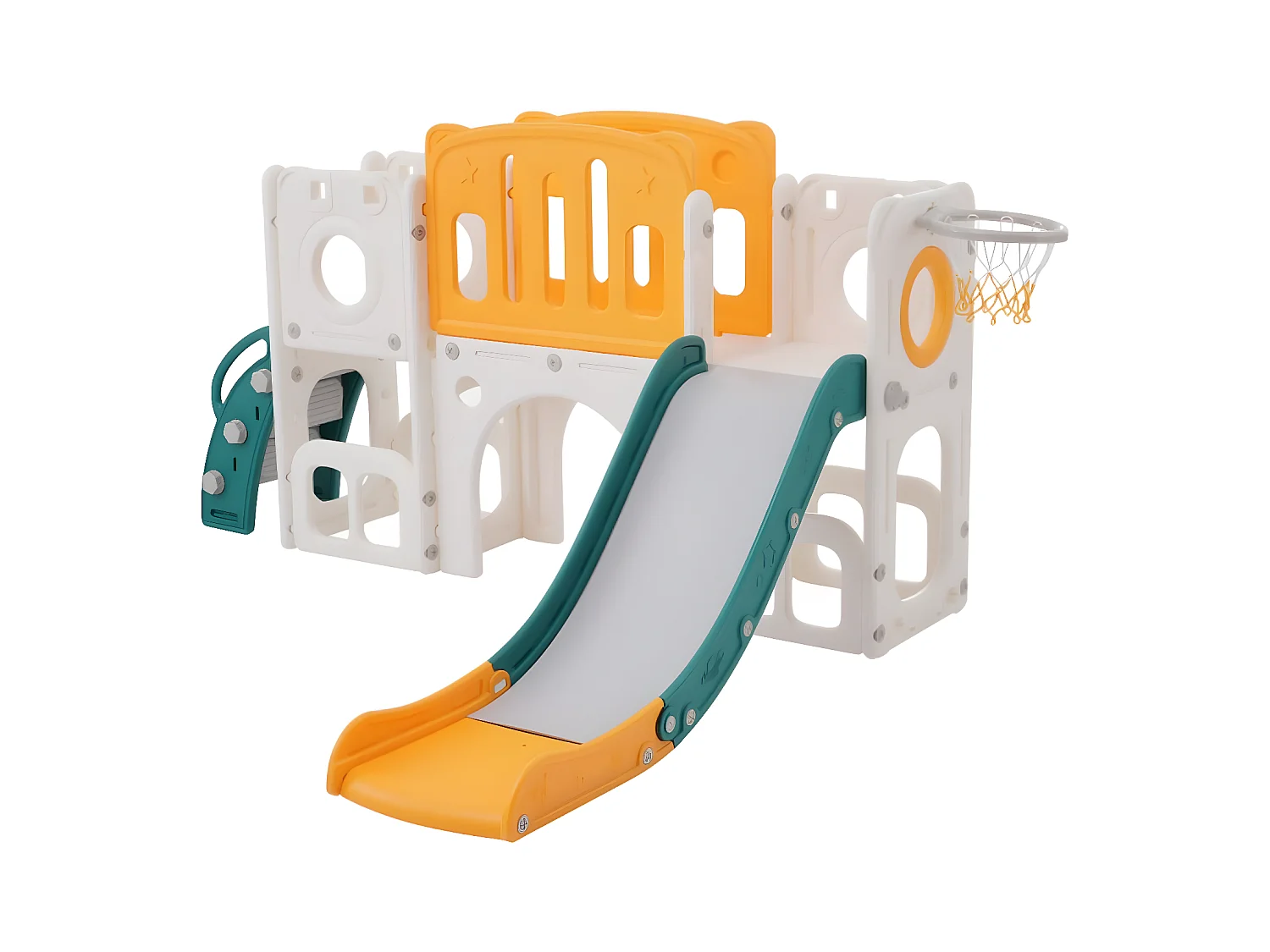 Bären 6-in-1 glijbaan voor kinderen met glijbaan, twee platforms