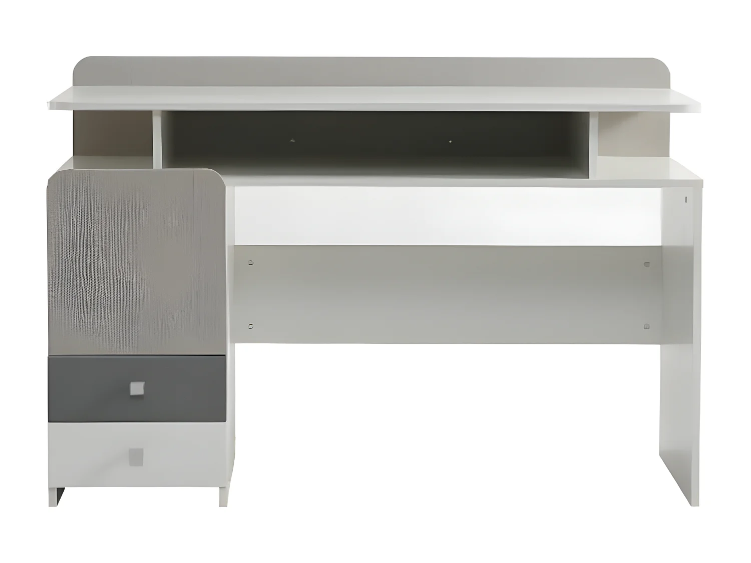 Mesa de tocador para habitación de adolescentes: escritorio, blanco + color álamo claro + gris